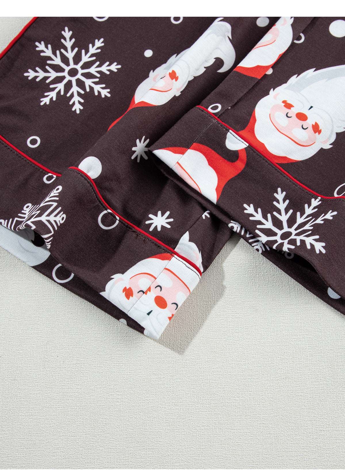 White Printed Christmas Santa Claus Print Shirt and Pants Pajama Set