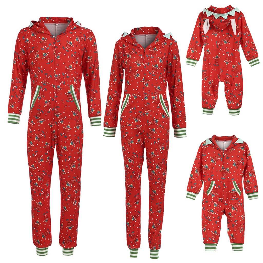 Family Matching Christmas Pajamas Romper Striepd