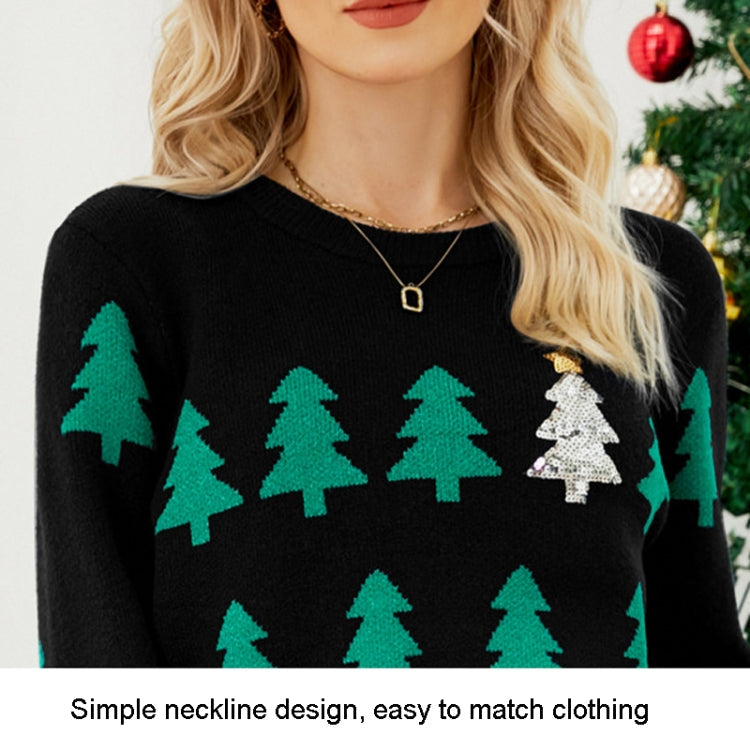 Women Pullover Jacquard Christmas Tree Knitwear Long Sleeve Knit