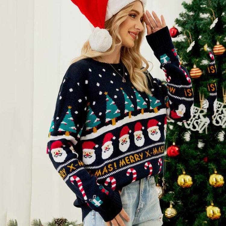 Autumn And Winter Women Pullover Sweater Christmas Tree Knit Sweater