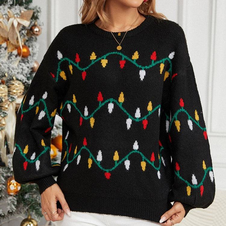 Women Christmas Sweater Sweet Loose Pullover Knit Sweater, Size: