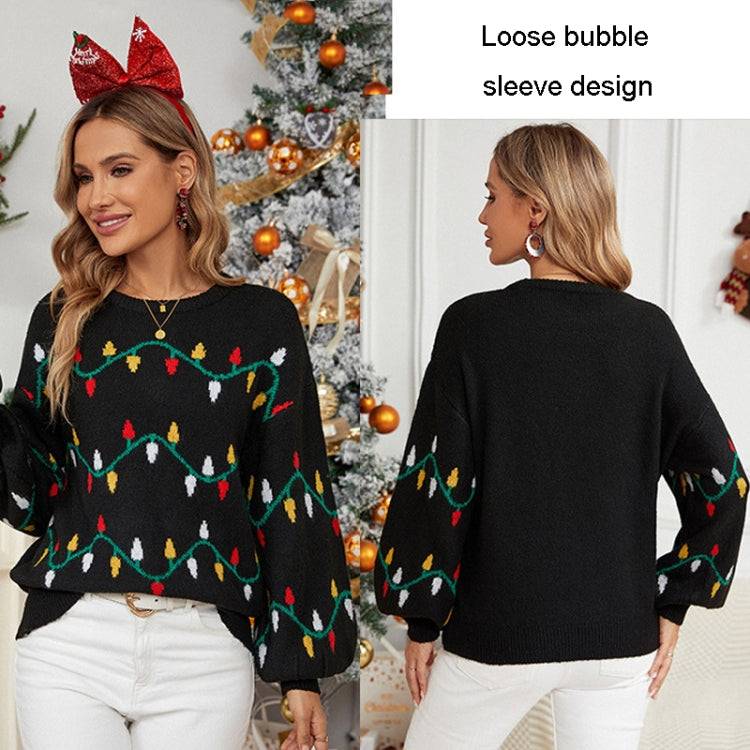 Women Christmas Sweater Sweet Loose Pullover Knit Sweater, Size: