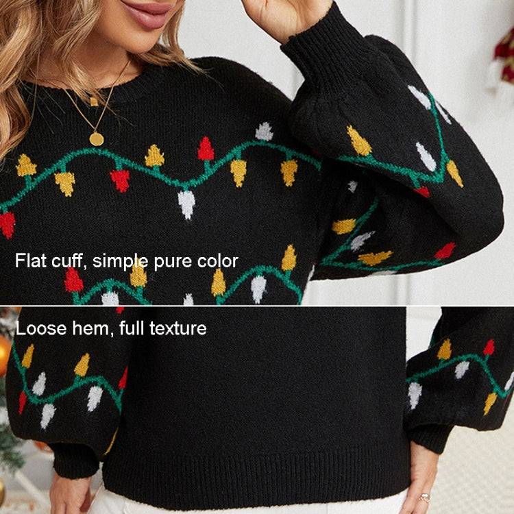 Women Christmas Sweater Sweet Loose Pullover Knit Sweater, Size: