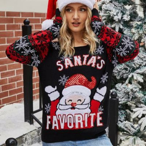 Women's Sweaters Christmas Ugly Sweater Autumn Winter Ladies O-Neck