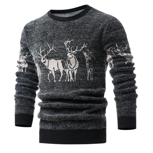 Men's Sweater Winter Christmas Sweater Men Deer Printing Casual