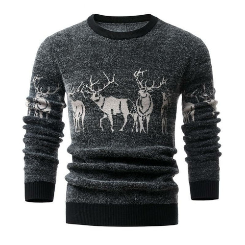 Men's Sweater Winter Christmas Sweater Men Deer Printing Casual