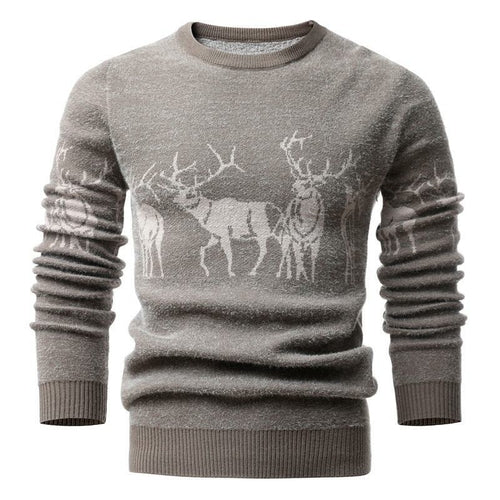 Men's Sweater Winter Christmas Sweater Men Deer Printing Casual