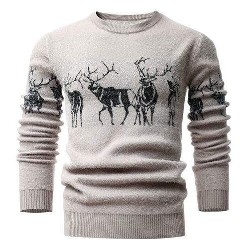 Men's Sweater Winter Christmas Sweater Men Deer Printing Casual